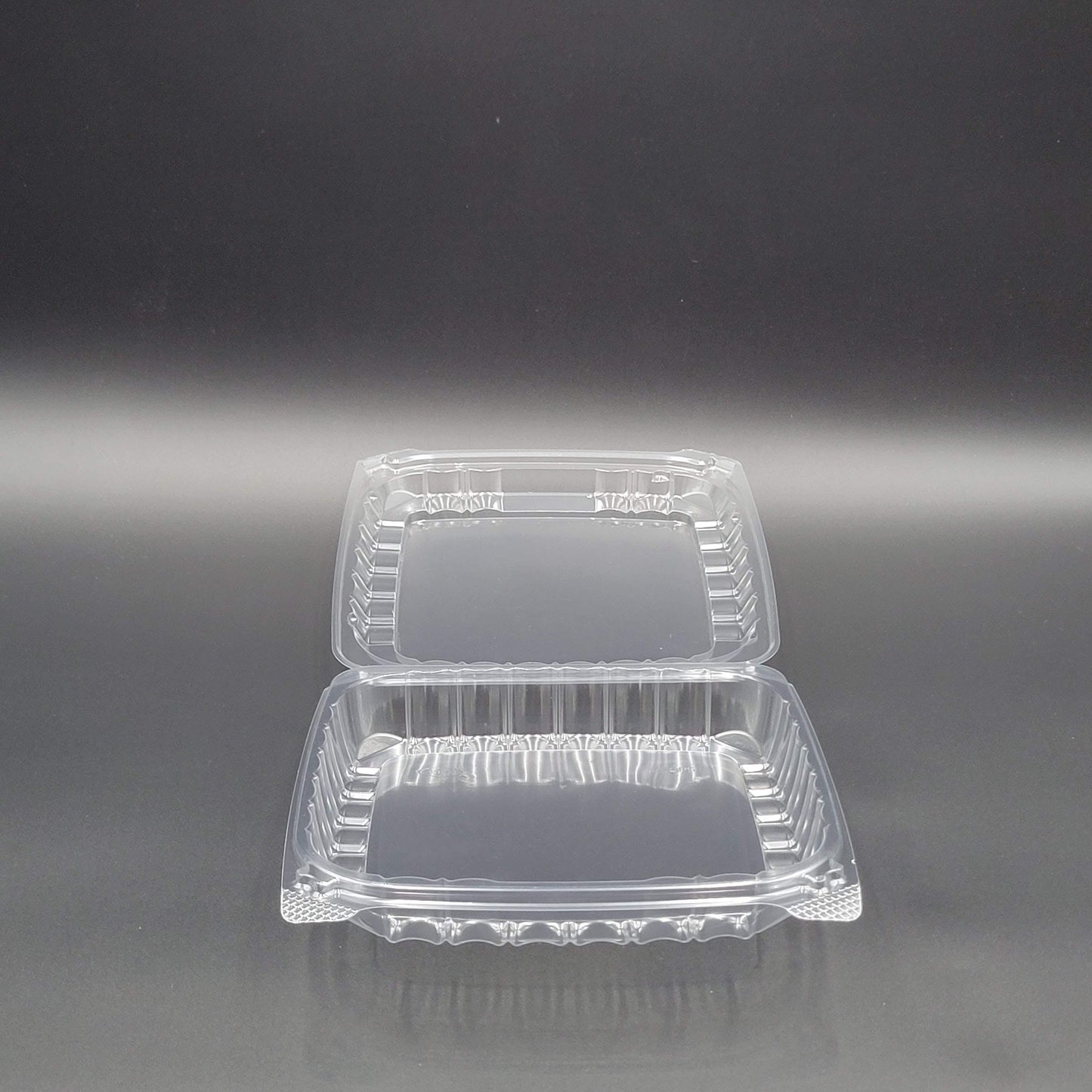 Dart Mfg. Medium Shallow Clear Hinged Plastic Container 8" x 8" x 2" C89PST1 - 125/Case