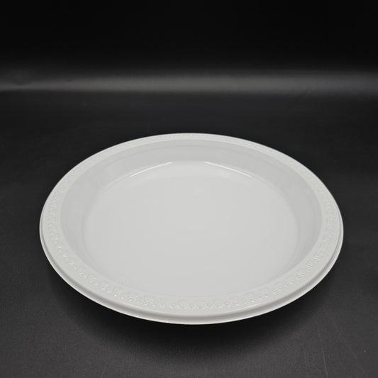 Plastic Plate White 1 Compartment 10" - 125/Pack
