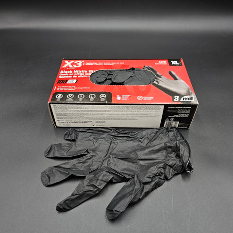 Nitrile Gloves Black Powder Free X-Large - 100/Box