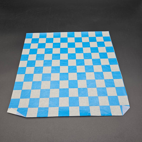 Bulk Dry Wax Paper Blue Checkered 12" x 12" - 2000/Case