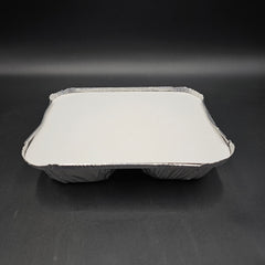 HFA Aluminum Foil Oblong Three Compartment Tray With Board Lid 2045-35-250W - 250/Case
