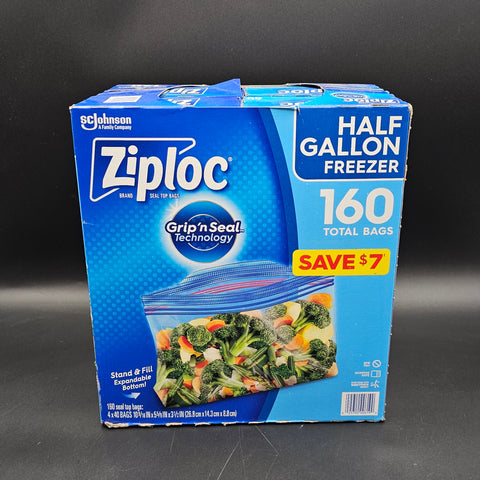 Ziploc Half Gallon Clear Freezer Bag 160 Count