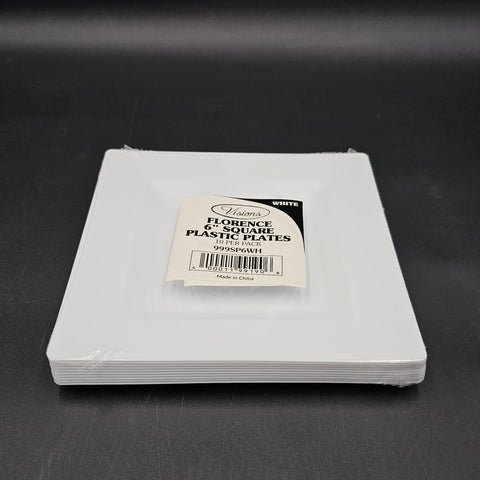 Florence Square White Plastic Plate 6" - 10/Pack