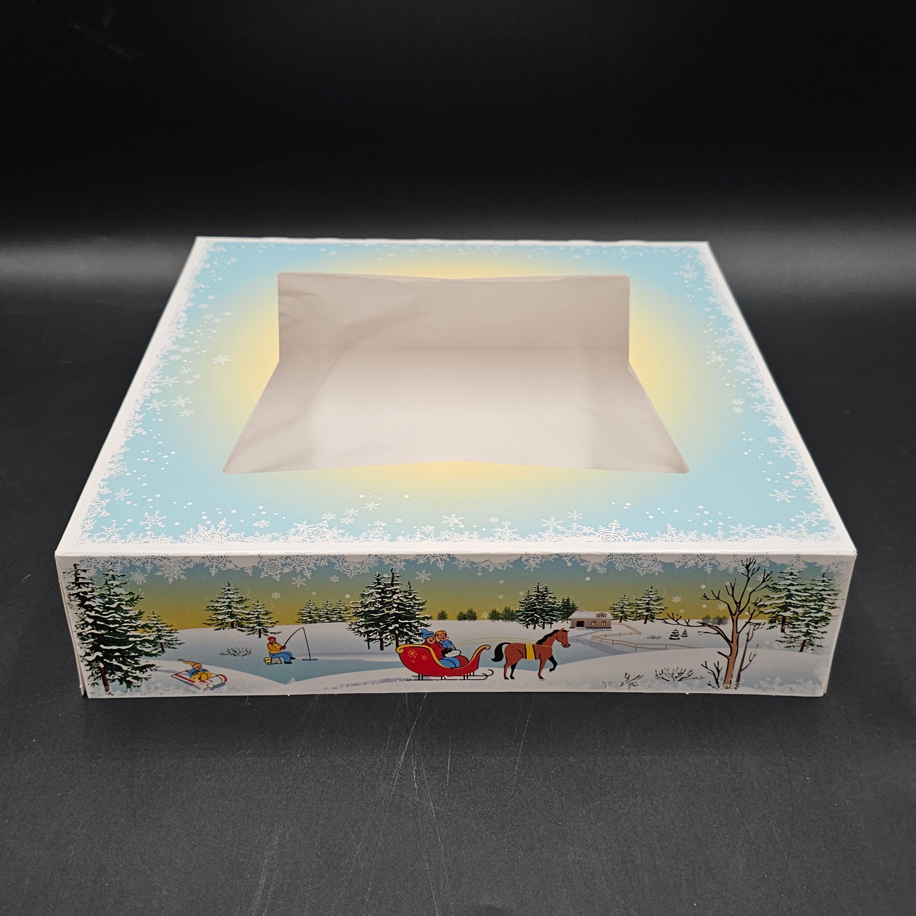 Bakery/Cake Box Auto Popup Window Winter Design 10" x 10" x 2.5"