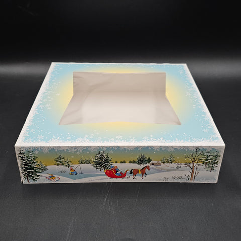Bakery/Cake Box Auto Popup Window Winter Design 10" x 10" x 2.5"