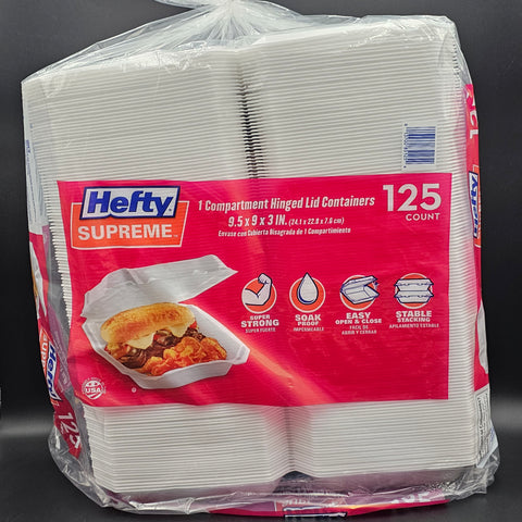 Hefty Supreme Foam Carryout 1 Compartment - 125/Pack