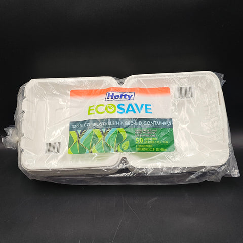 Hefty ECOSAVE Carryout 3-Compartment 9"x9" - 50/Pack