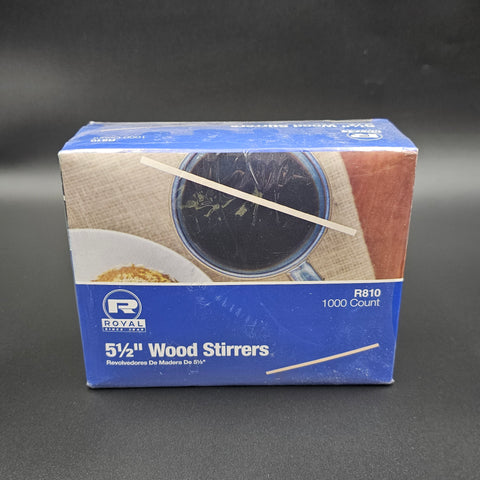 Wood Stirrers Unwrapped 5-1/2" - 1000/Box