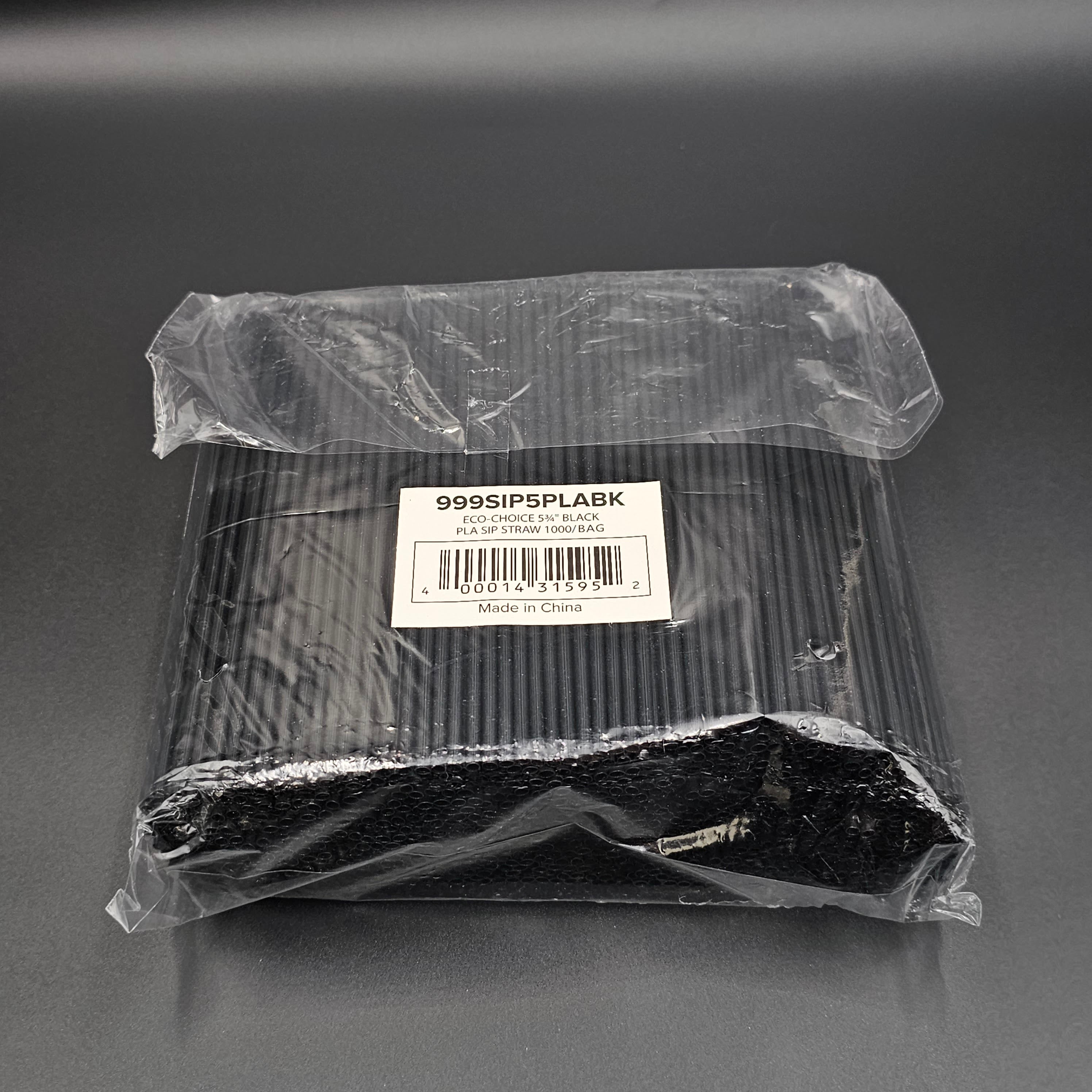 PLA Compostable Sip Stir Black 5-1/4" - 1000/Pack
