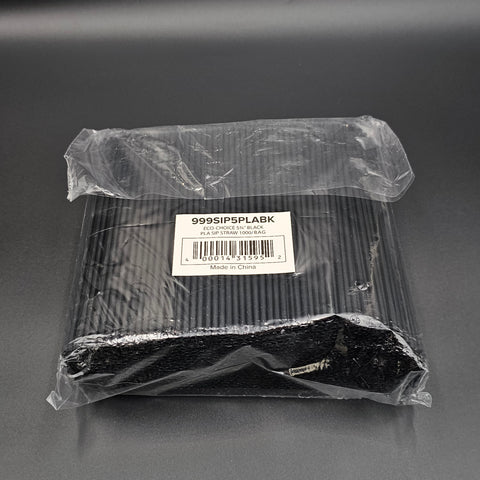 PLA Compostable Sip Stir Black 5-1/4" - 1000/Pack