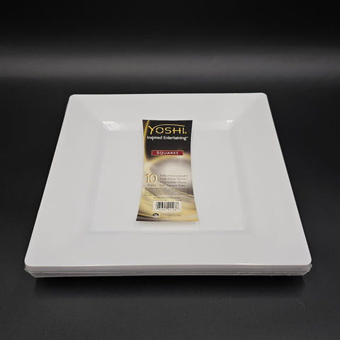 White Plastic 9.5" Square Mozaik Dessert Plate EMI-SP9 - 10/Pack