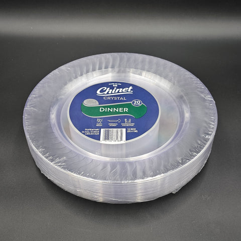 Chinet Cut Crystal Clear Plastic Dinner Plates 10" - 20/Pack