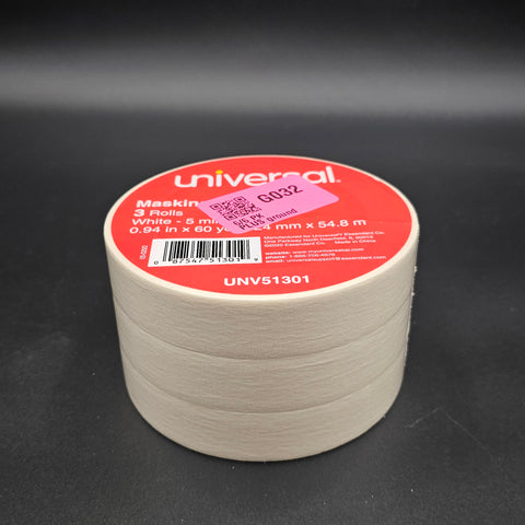 Universal Masking Tape White 1" x 60 Yards - 9/Pack