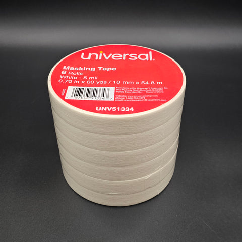 Universal Masking Tape White 0.70" x 60 Yards - 6/Pack