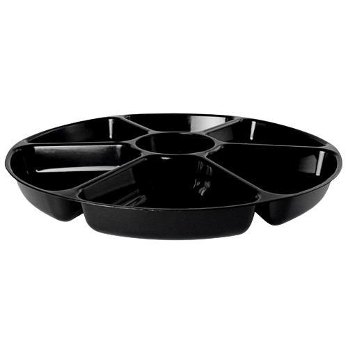 Fineline Cater Tray 7 Deep Compartment Black 18" - 12/Case