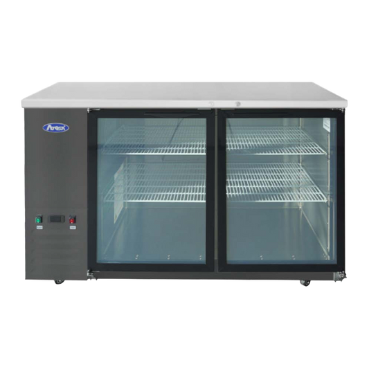 Atosa Two-Section Glass Door Refrigerated Back Bar Cooler Black 58"W