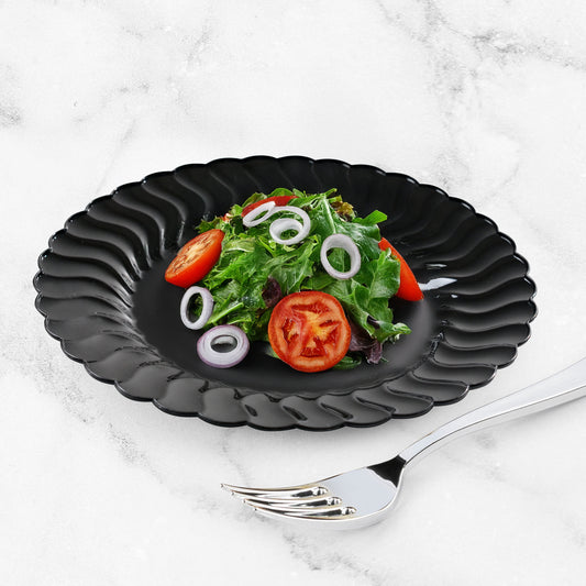 Fineline Flairware Plastic Plate Black 7-1/2" 207-BK - 18/Pack