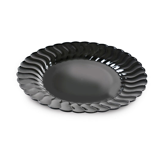 Fineline Flairware Plastic Plate Black 10-1/4" 210-BK - 18/Pack