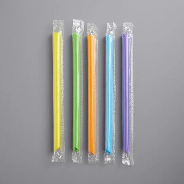 Neon Wrapped Boba Straw Pointed Tip 9" - 1600/Case