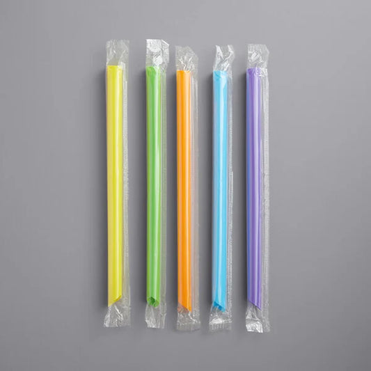 Neon Wrapped Boba Straw Pointed Tip 9" - 400/Pack