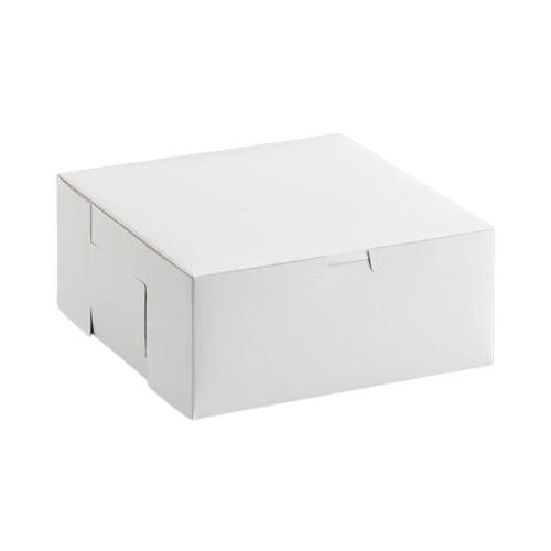 Bakery/Cake Box Lock Corner White 9" x 9" x 4" - 200/Case