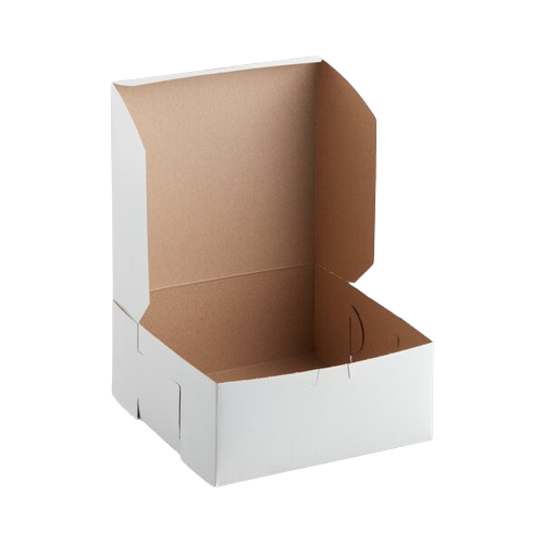 Bakery/Cake Box Lock Corner White 9" x 9" x 4" - 200/Case