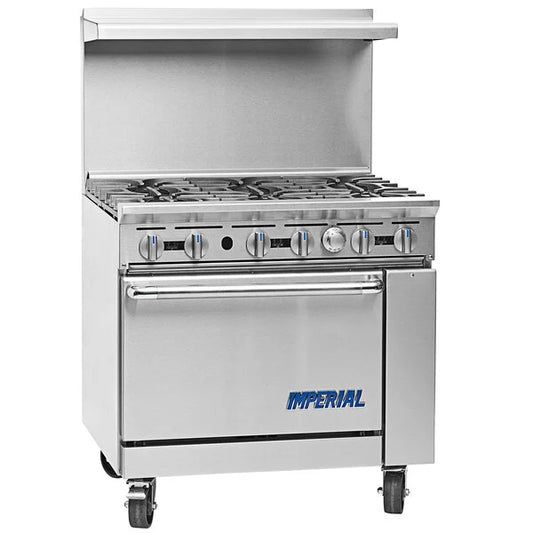 Imperial Stainless Steel Gas Restaurant Range Six Burner 36" Wide IR-6