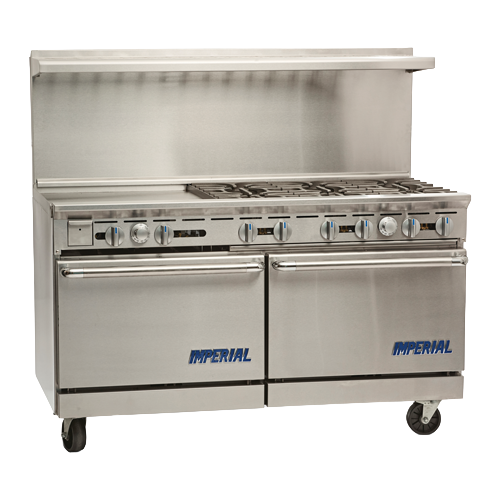 Imperial Stainless Steel Gas Restaurant Range Six Burners & Griddle 60" Wide