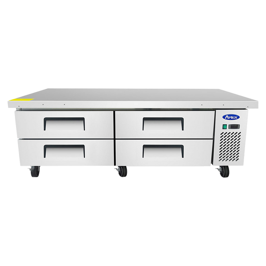 Atosa Two-Section Stainless Steel Refrigerated Chef Base With Extended Top 72"W