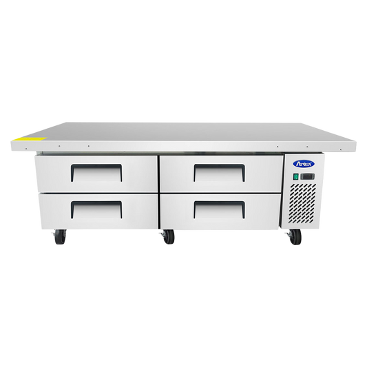 Atosa Two-Section Stainless Steel Refrigerated Chef Base With Extended Top 76" W