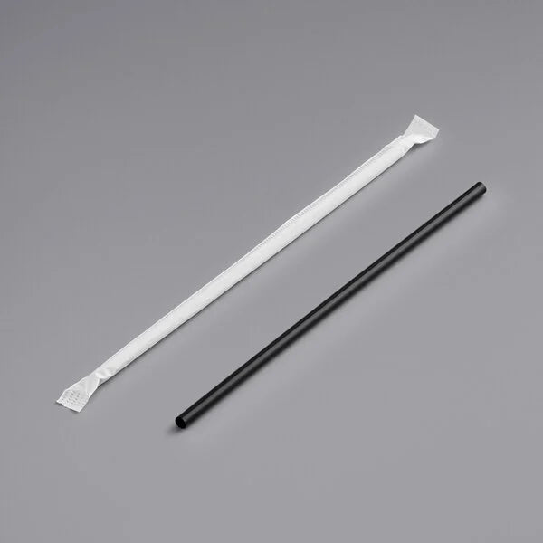 Black Jumbo Wrapped Straw 7-3/4" - 5000/Case