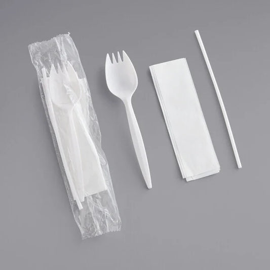 Medium Weight Polypropylene Cutlery Kit Combo White - 1000/Case