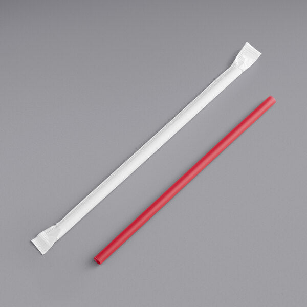 Giant Wrapped Red Straw 10-1/4" - 1200/Case