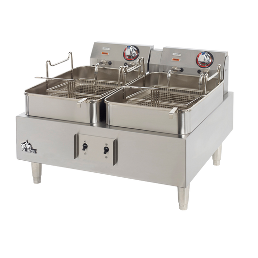 Star Stainless Steel Countertop Split Pot Electric Fryer Two 15 lb. Capacity