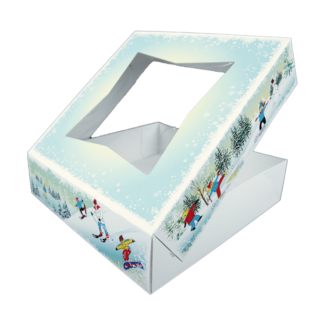 Southern Champion Tray 2497 Winter Wonderland Window Bakery Box, 10" x 10" x 2.5"