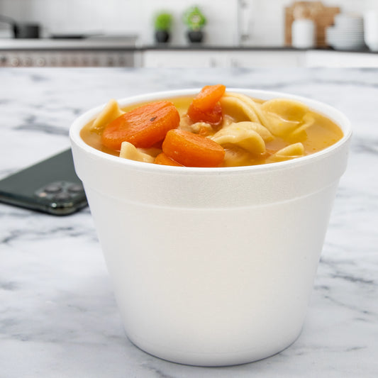 Dart White Foam Squat Soup Container 24 oz. 24MJ48 - 500/Case