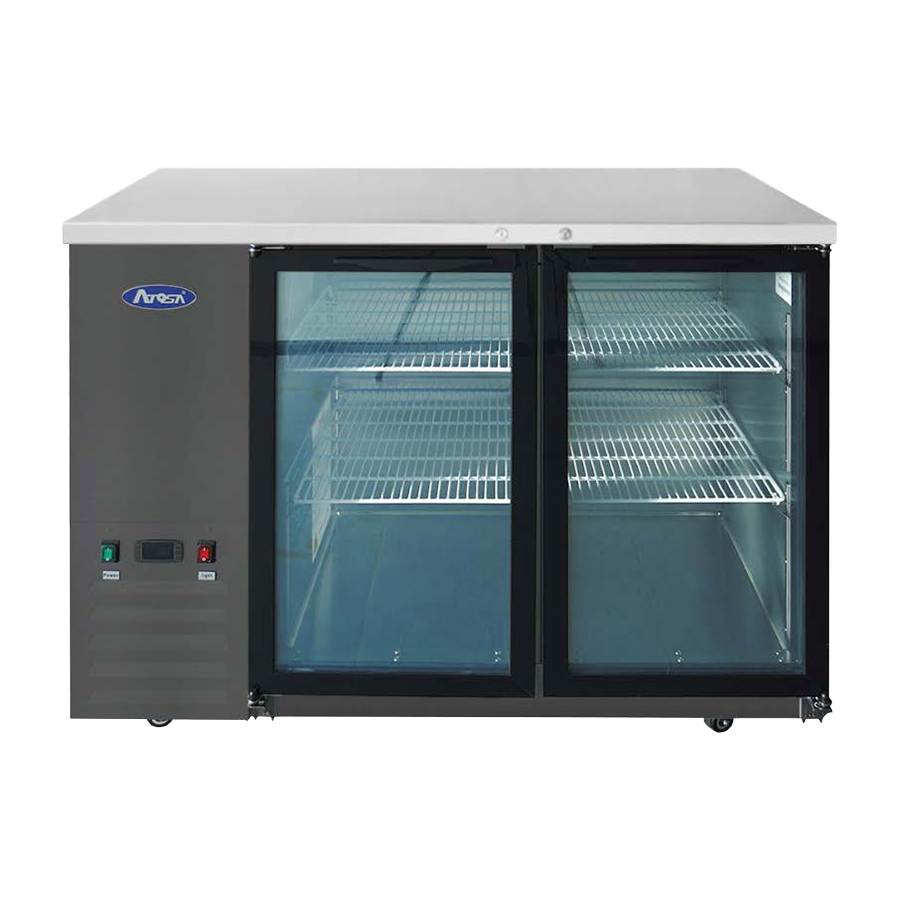 Atosa Two-Section Glass Door Refrigerated Back Bar Cooler Black 48"W