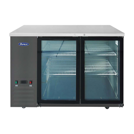 Atosa Two-Section Glass Door Refrigerated Back Bar Cooler Black 48"W