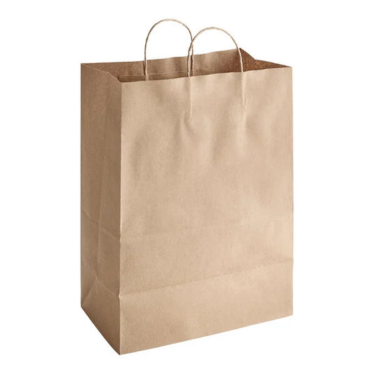 Paper Shopper Bag Handled Kraft 13" x 7" x 17" - 250/Bundle
