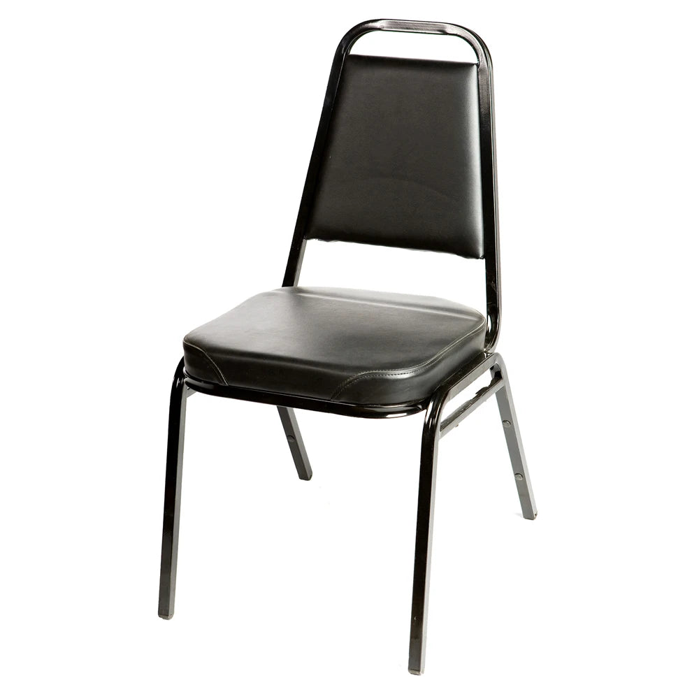Oak Street Mfg. Stacking Chair With Black Vinyl Back & Seat SL2082-BLK