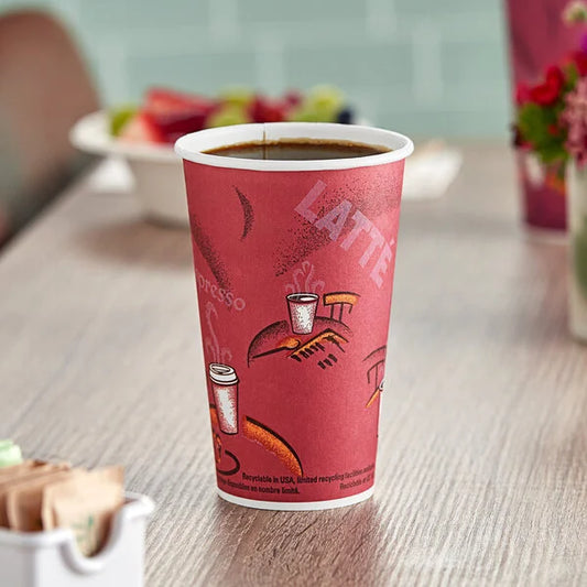 Solo Paper Hot Cup "Bistro" Print 16 oz. 316SI-0041 - 1000/Case