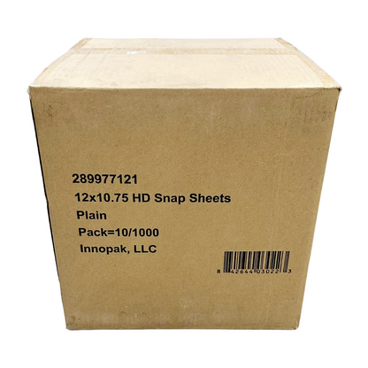Innopak 289977121 Large Snap Sheets 12"x10.75" HDPE Deli Sheets, Case/10000