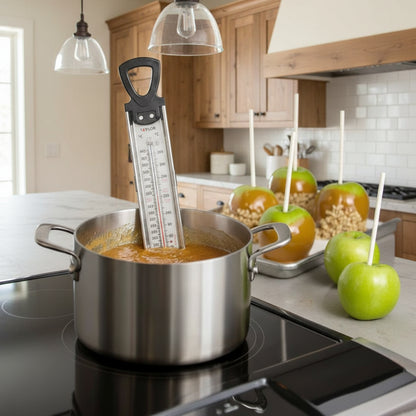 Taylor 5983N 12" Stainless Steel Candy & Deep Fry Thermometer with Pan Clip (100°F to 400°F)