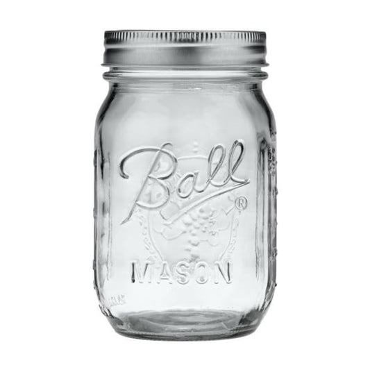 Ball Half-Pint Glass Canning Jar with Silver Metal Lid 16 oz. 61000