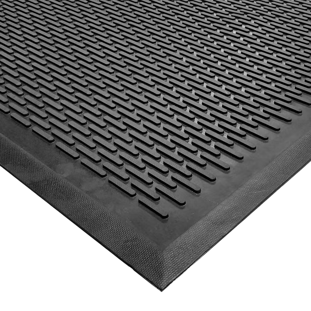 Cactus Mat 1625-C35 Ridge-Scraper 3' x 5' Heavy-Duty Rubber Slip-Resistant Floor Mat - 3/8" Thick, Black