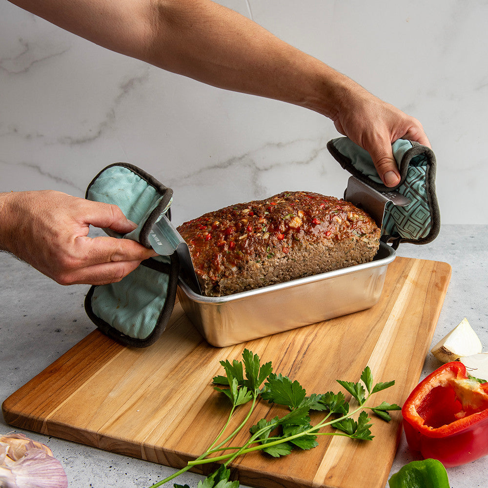 Nordic Ware Meat Loaf Pan and Lifting Trivet Silver Aluminum 45930