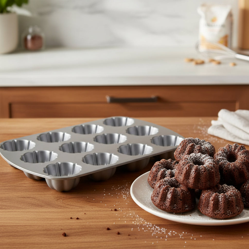 Nordic Ware Bundt Brownie Pan 4 Cups Black Cast Aluminum 52824