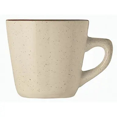 Yanco Ultima Brown Speckled Round Narrow Rim Stoneware Tall Cup 7 oz. BR-1 - 36/Case