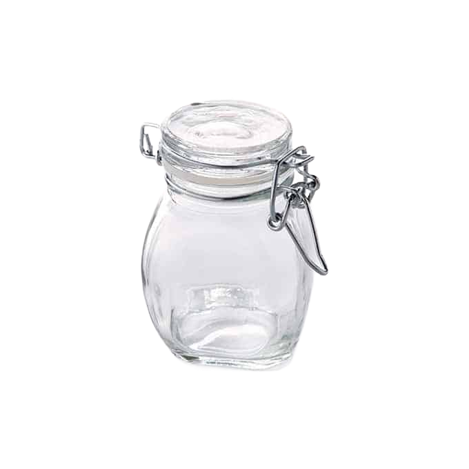 American Metalcraft HMMJ3 3.5 oz. Clear Glass Mini Mason Jar with Hinged Lid