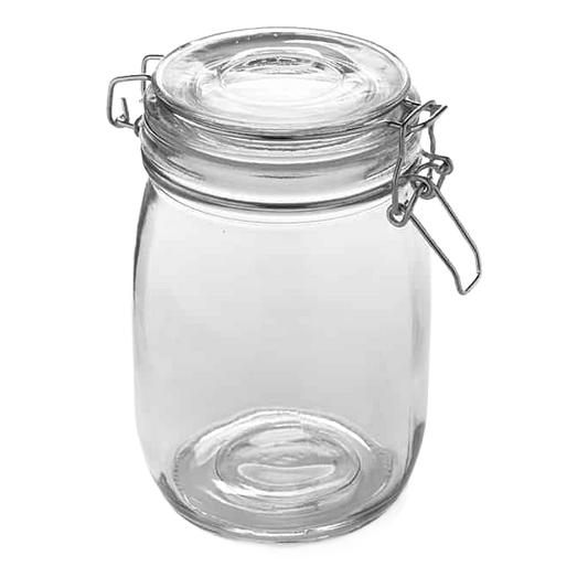 American Metalcraft HMJ6 Glass Mason Jar with Hinged Lid, 35 oz.